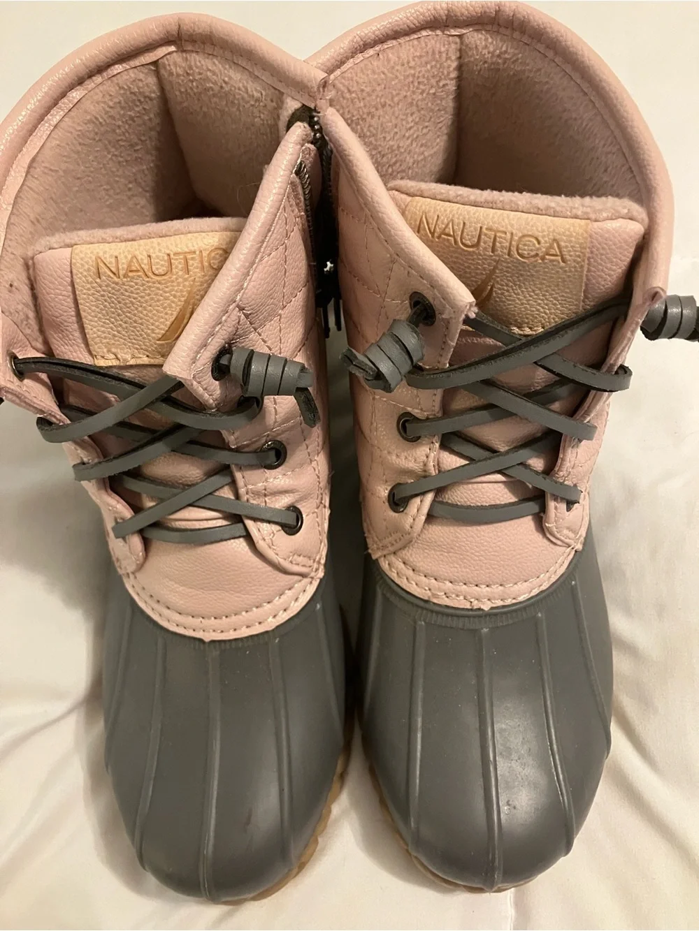 Nautica Women’s Quilted Duck Boots Pink Gray Waterproof Size 6